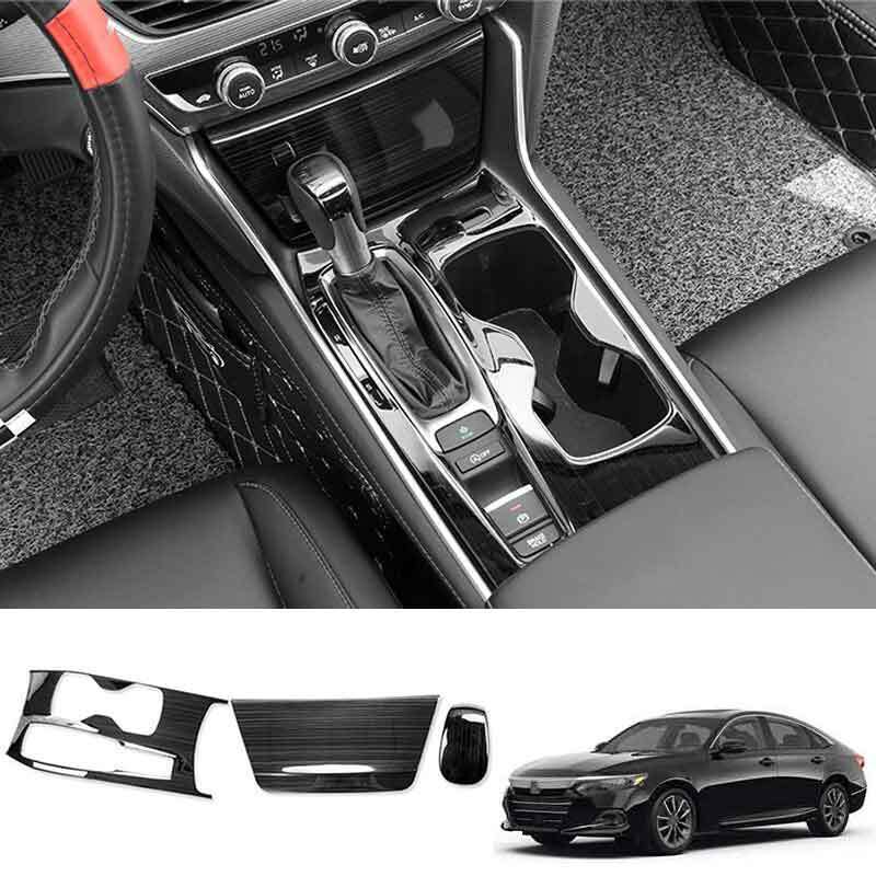3Black Titanium Middle Console Gear Shift Panel Trim for Honda Accord 2018-2022