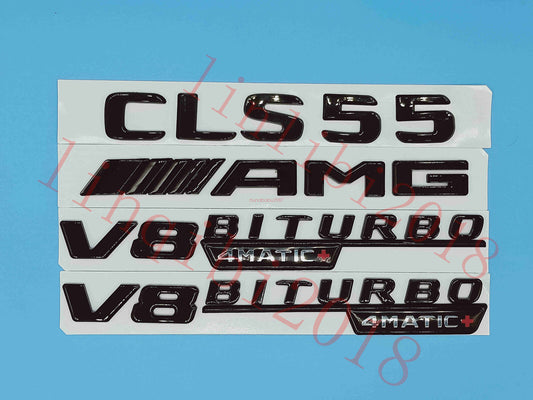 1SET Gloss Black Flat CLS55 AMG V8 BITURBO Trunk Embl Badge Sticker fit AMG