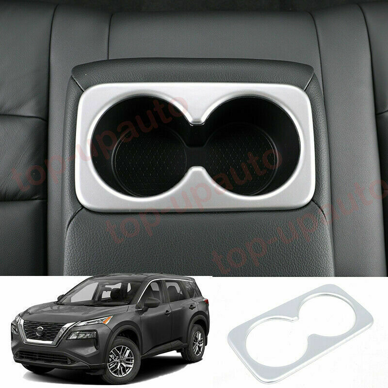 for Nissan Rogue 2021-2023 Silver Rear Water Cup Holder Panel Frame Trim Cover