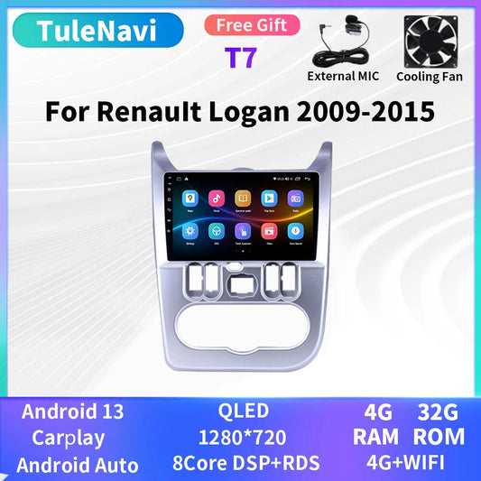 for Renault Logan Sandero 2009-2015 GPS Carplay Stereo Car Radio Player Screen