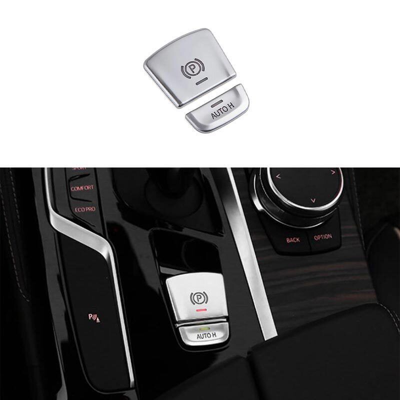 2PCS Shifter Hand Brake Cover Sticker Silver ABS for BMW 5 Series G30 2018-2022
