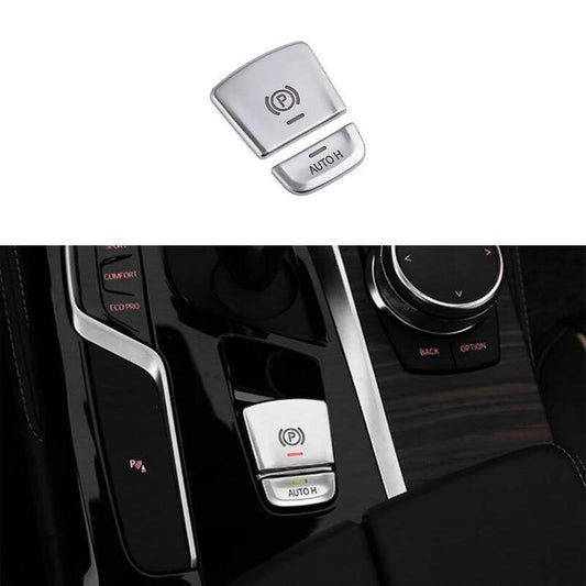 2PCS Shifter Hand Brake Cover Sticker Silver ABS for BMW 5 Series G30 2018-2022