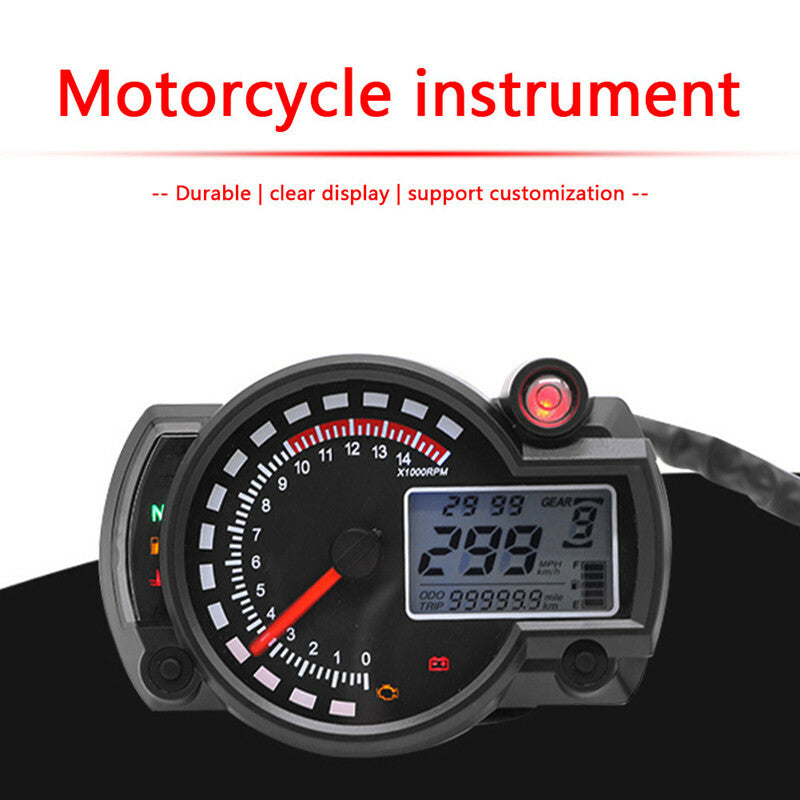 Motorcycle 7 Color LCD Digital Odometer Speedometer Meter Instrument Adjustable
