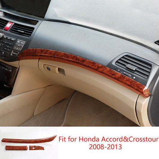 for Honda Accord Crosstour 2008-2012 Brown Wood Grain for Co -Pilot Dash Strips Cover