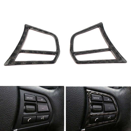 Carbon Fiber Steering Wheel Buttons Stickers Fit for BMW F20 1 Series 2 3 4 3GT Pair