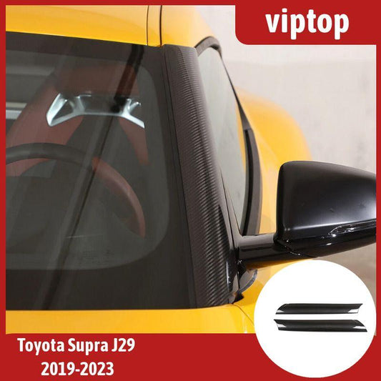for Toyota Supra 2019-2023 Black Carbon Exterior A Pillar Panel Cover Trim