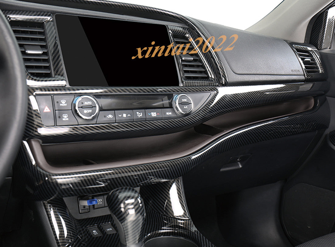 Carbon Fiber Dashboard Stripe Cover Decor Trim for Toyota Highlander 2014-2019