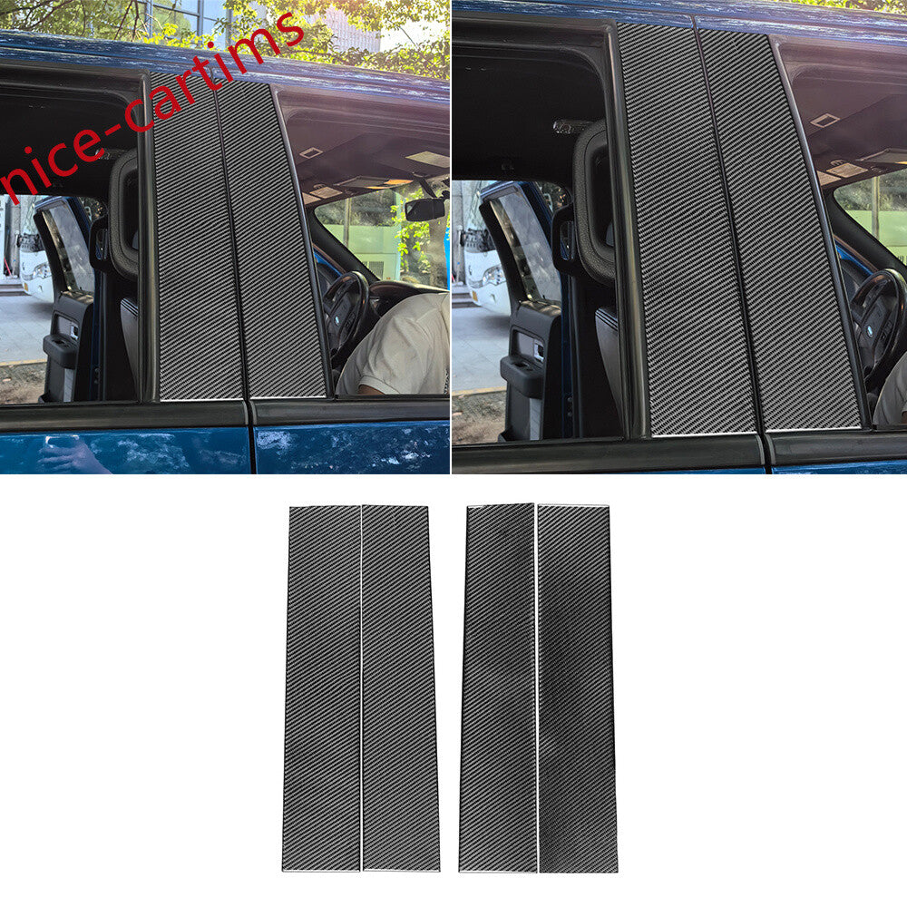 4¡ÁSoft Carbon Fiber Door Window B Pillar Post Panel Trim for Ford F150 2009-2014