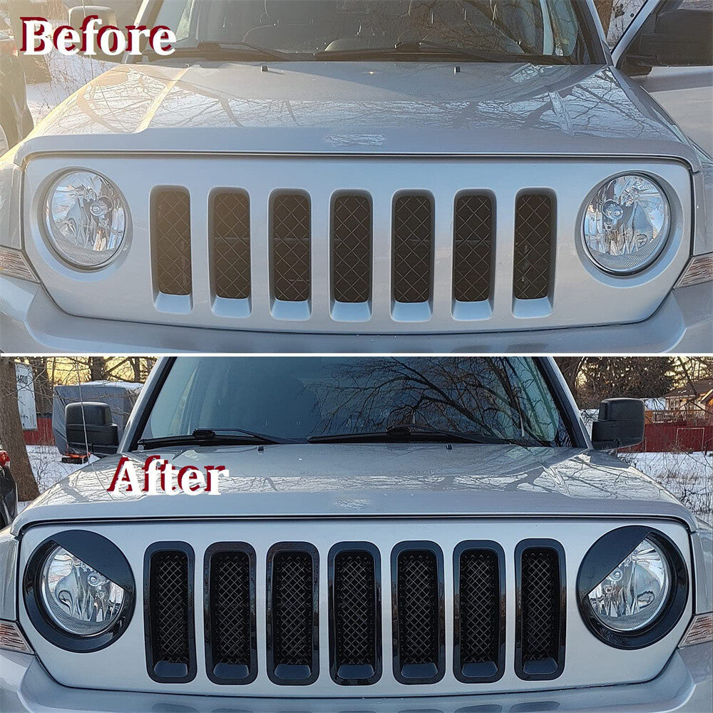 New Front Angry Eyes Style Light Headlight Trim Cover for Jeep Patriot 2011-2017