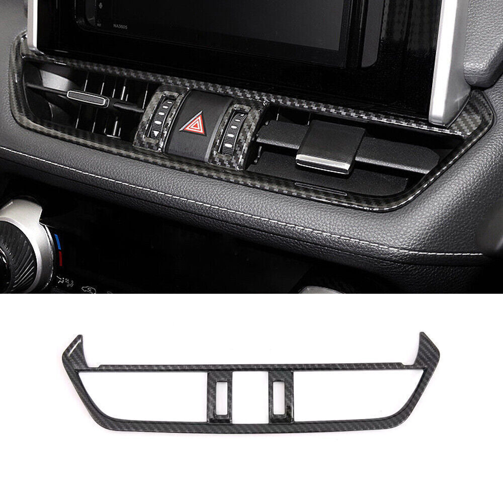 Carbon Fiber Inner Air Condition CD Panel Cover Trim for Toyota RAV4 2019-2024