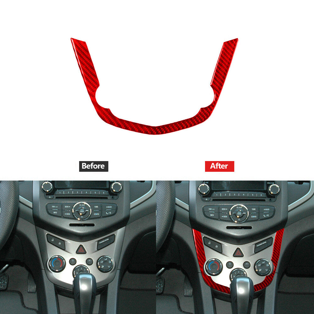 Red Carbon Fiber Climate Control Outer Panel Cover for Chevrolet Sonic 2012-2016