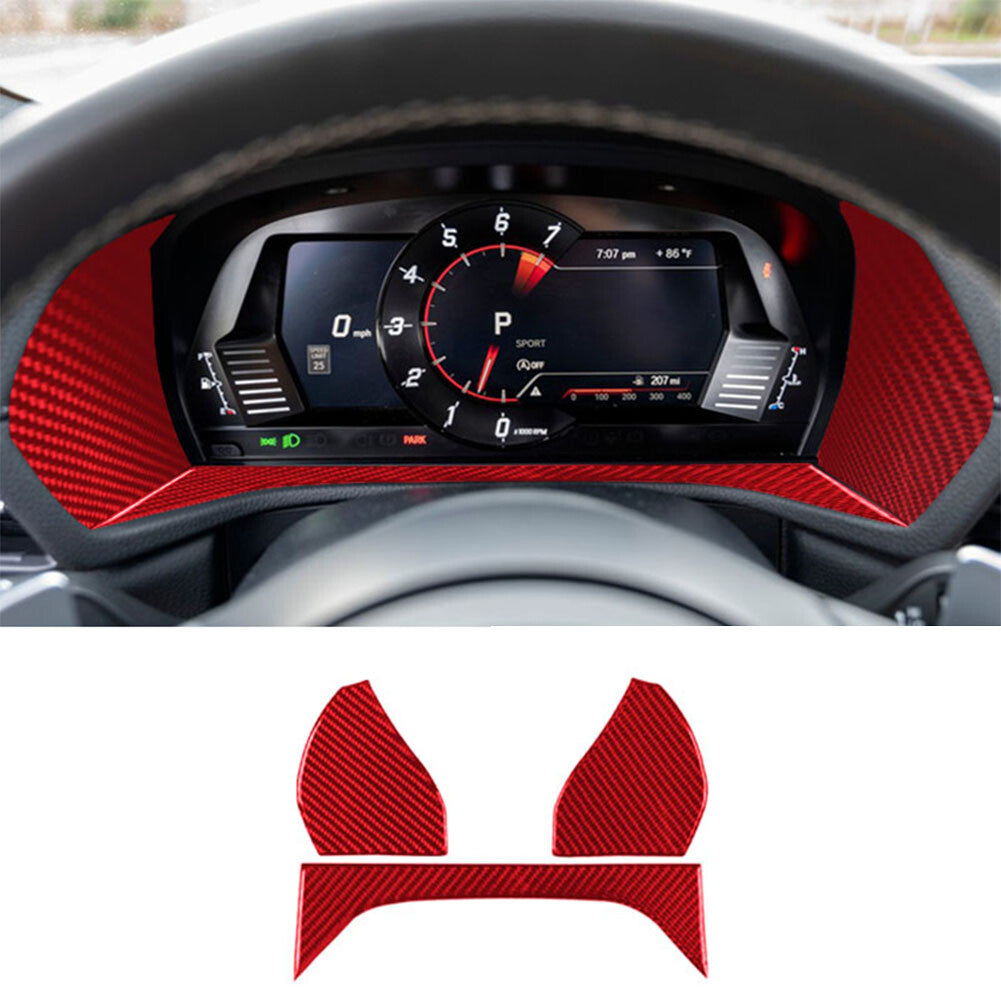 3X Red Carbon Fiber Speedometer Inner Trim for Toyota Supra A90 2019-2022