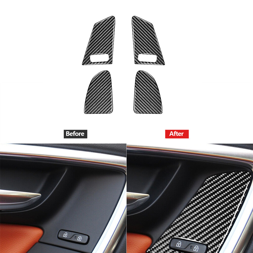 4Pcs Carbon Fiber Window Switch Button Cover Trim for Volvo V60 2010-2017 Type Ｂ
