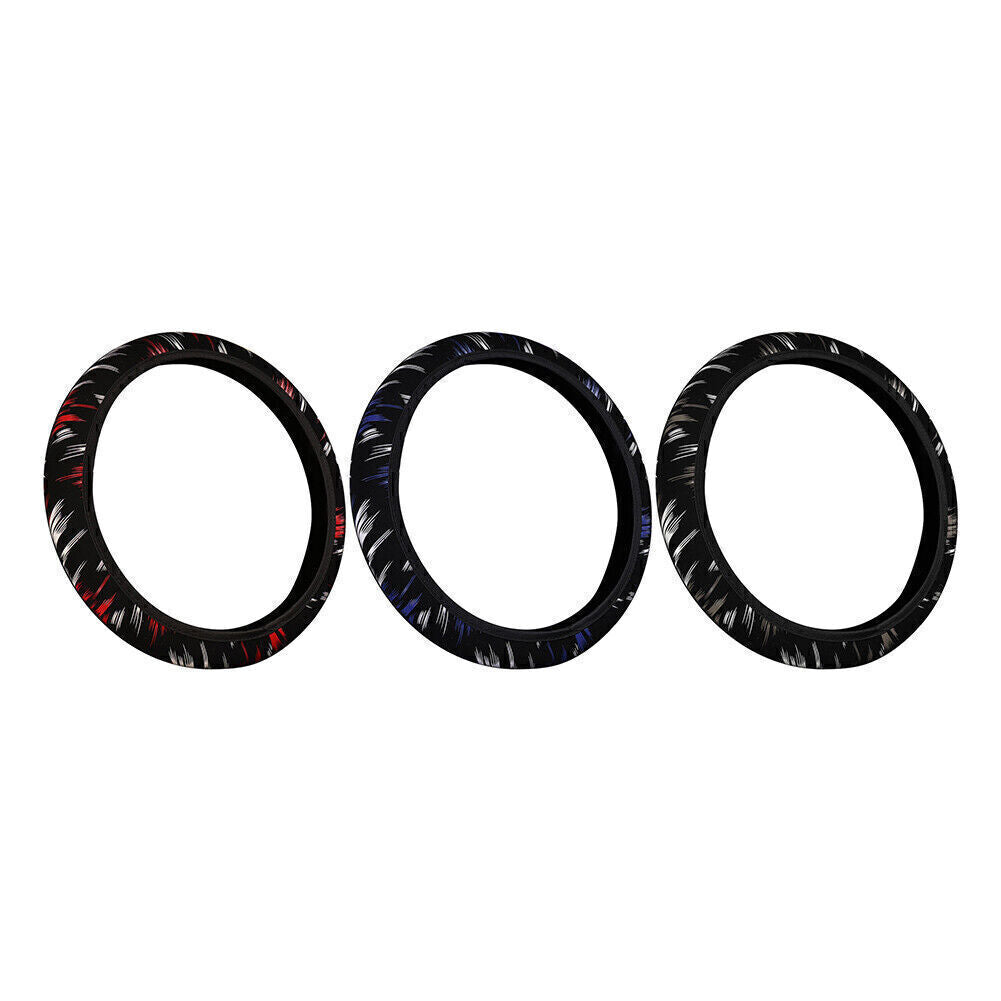 Black-Red Car Steering Wheel Cover Fit 15/37-38CM PU Leather Good Grip