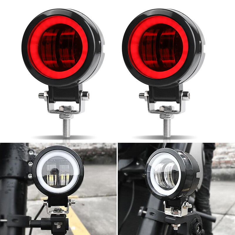 3inch Round LED Work Light Bar Spot Driving Fog Pods DRL Red Halo Offroad 4WD