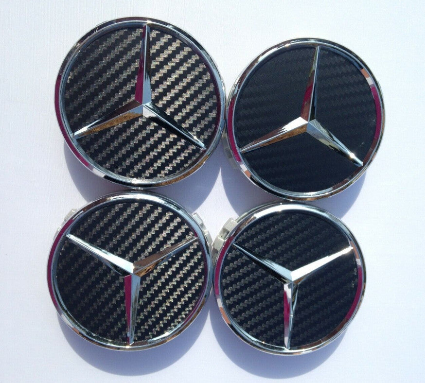 for Mercedes Black Carbon Fiber Wheel Center Hub Caps for AMG ABCESM ML CLA GLA - All New