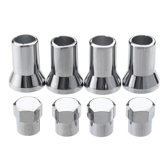 4x Silver Chrome Valve Stem Cap Cover Wheel Sleeve Slide Car/Truck/Bicycle Short
