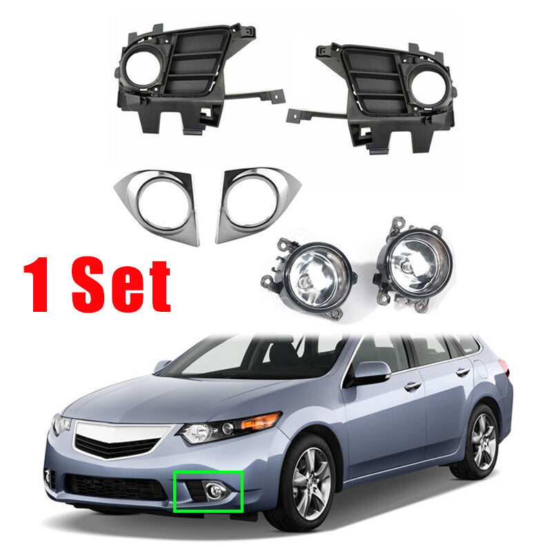 RH+LH For 2011-2014 for Acura TSX Front Bumper Fog Light DRL Assembly Driving Lights