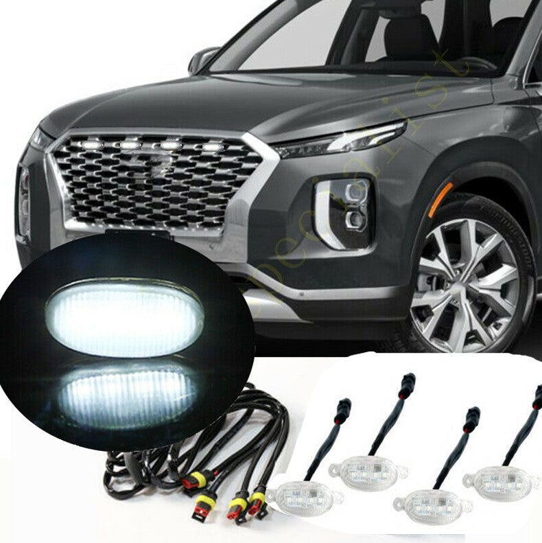 for Hyundai Palisade 20-23 White Front Grille LED Light Style Grill Cover