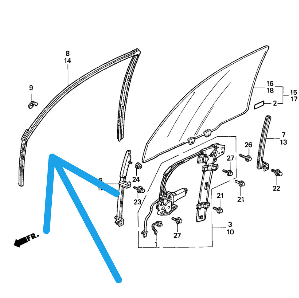 4-piece weather window seal for 2016-2021 for Honda HR-V door glass operating passageway