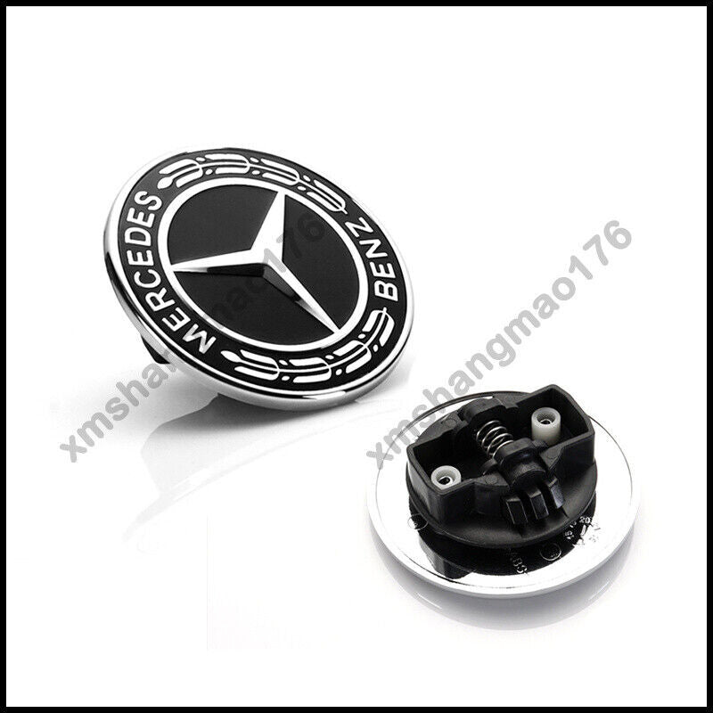 2007-ON for MERCEDES W212 W213 W205 W204 Class C  E Badge Flat Top Embroidered Black