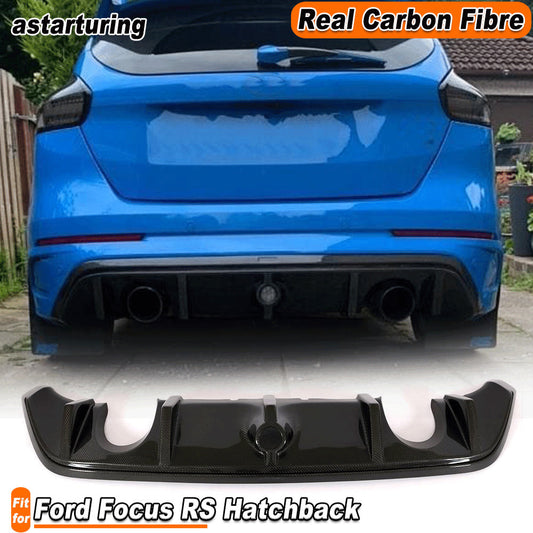 for Ford Focus RS Hatchback 16-18 REAL CARBON Rear Bumper Lip Diffuser Spoiler
