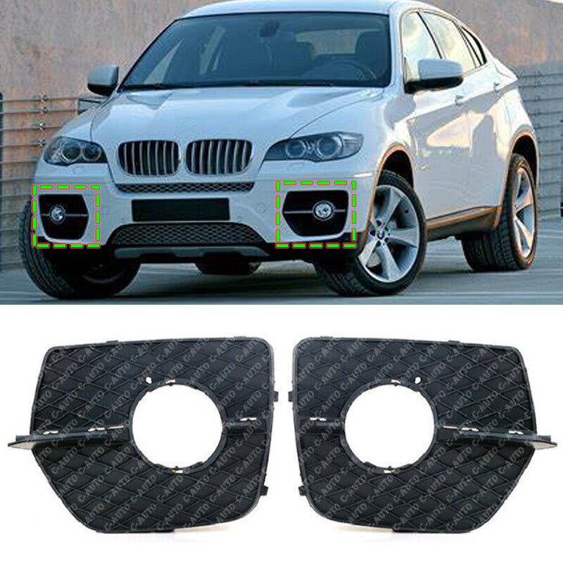 Suitable for BMW X6 E71 2008 - 2014, dual front bumper decorative mesh fog light grill rack