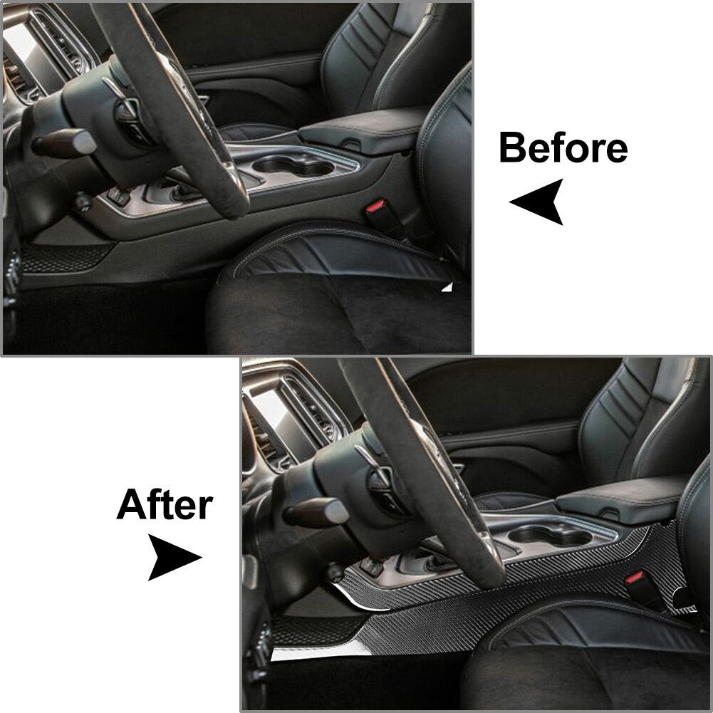 Carbon Fiber Gear Shift Side Panel Cover Trim for Dodge for Challenger 2015-2024 17