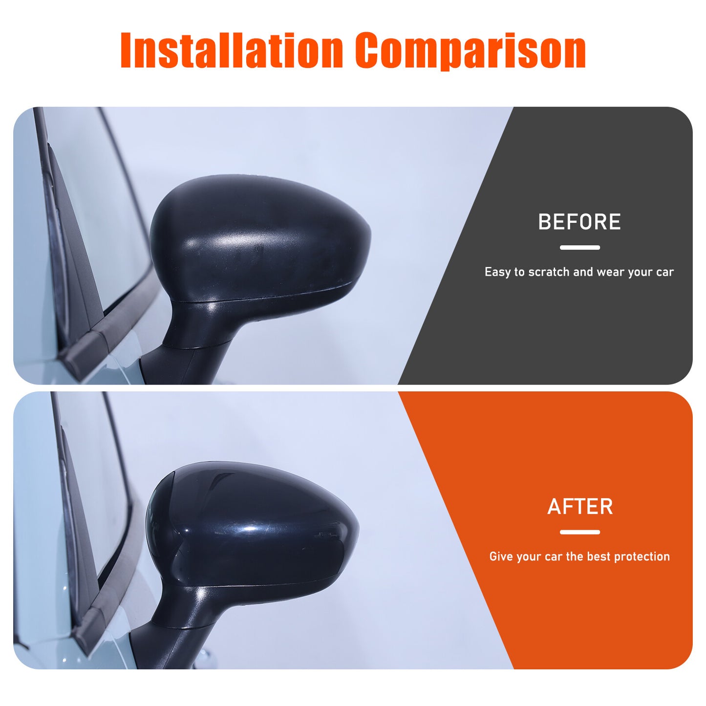 Glossy black side door mirror cover replacement parts for Fiat 500 2007-23