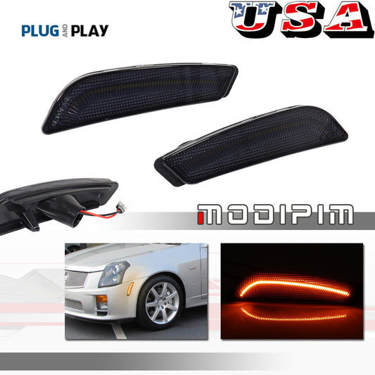 Suitable for 03-07 for Cadillac CTS CTS V front side marker lights, smoke lens, amber LED lights.