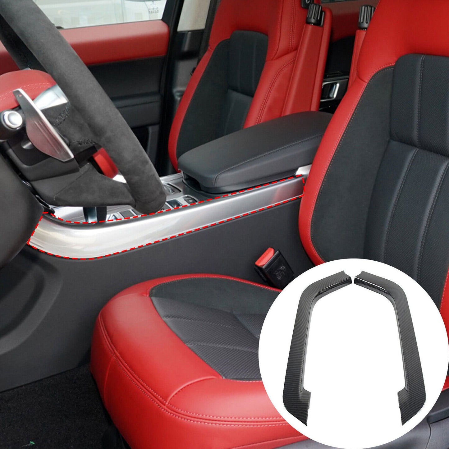 Carbon Fiber ABS Gear Shift Side Trim Covers 2P for Range Rover Sport 2014-2022