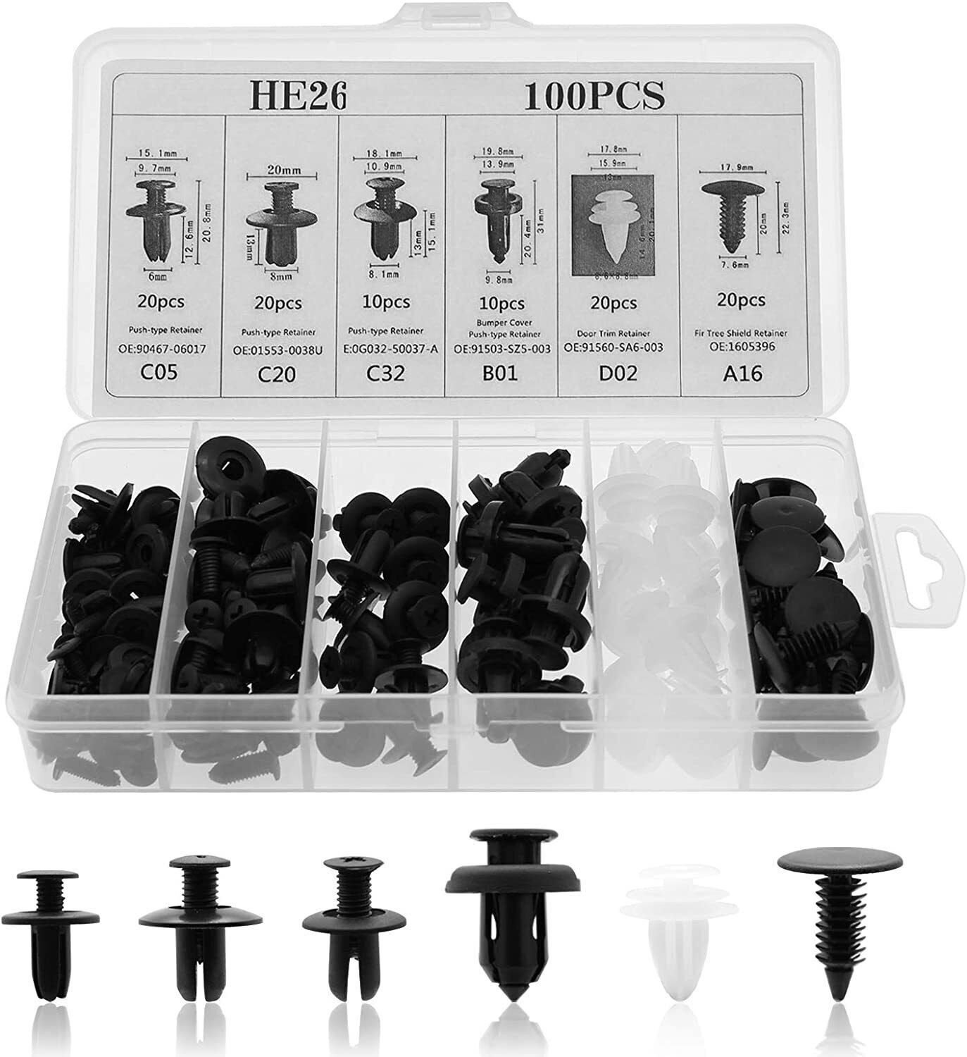 Car Push Pin Rivet Bumper Door Panel Retainer Fastener Kit Accessories Clip Trim