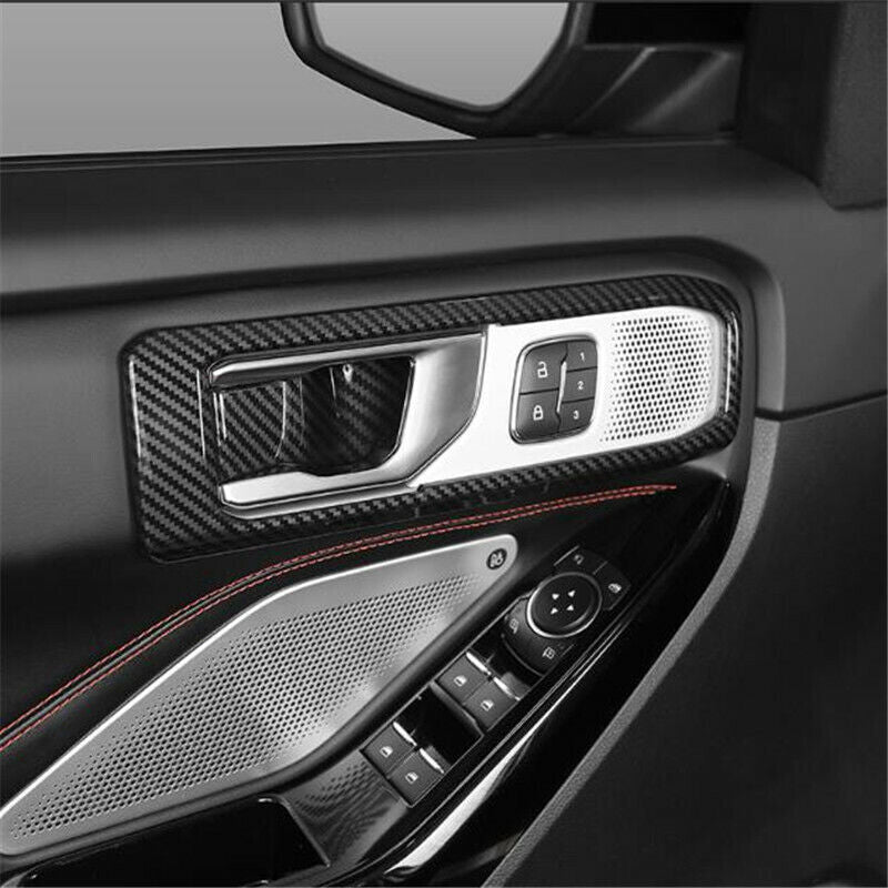 Carbon fiber 4X interior door handle frame cover trim  for ford  Explorer 2020 - 2022