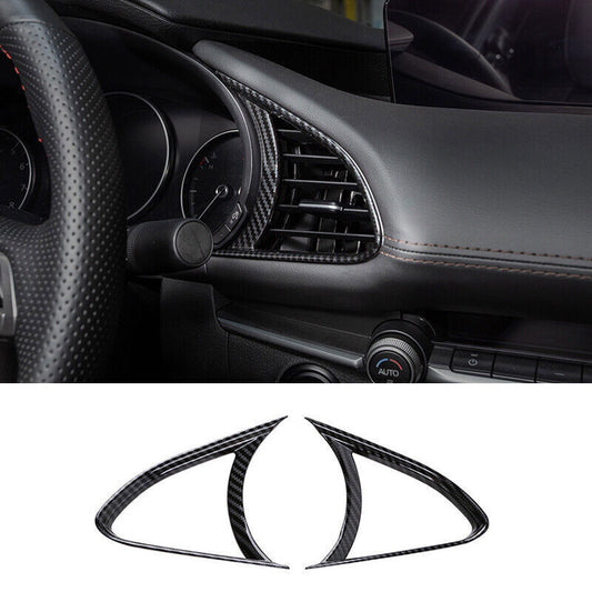 for Mazda 3 Axela 2020-22 ABS Carbon Fiber Dashboard Air Outlet Vent Cover Trim