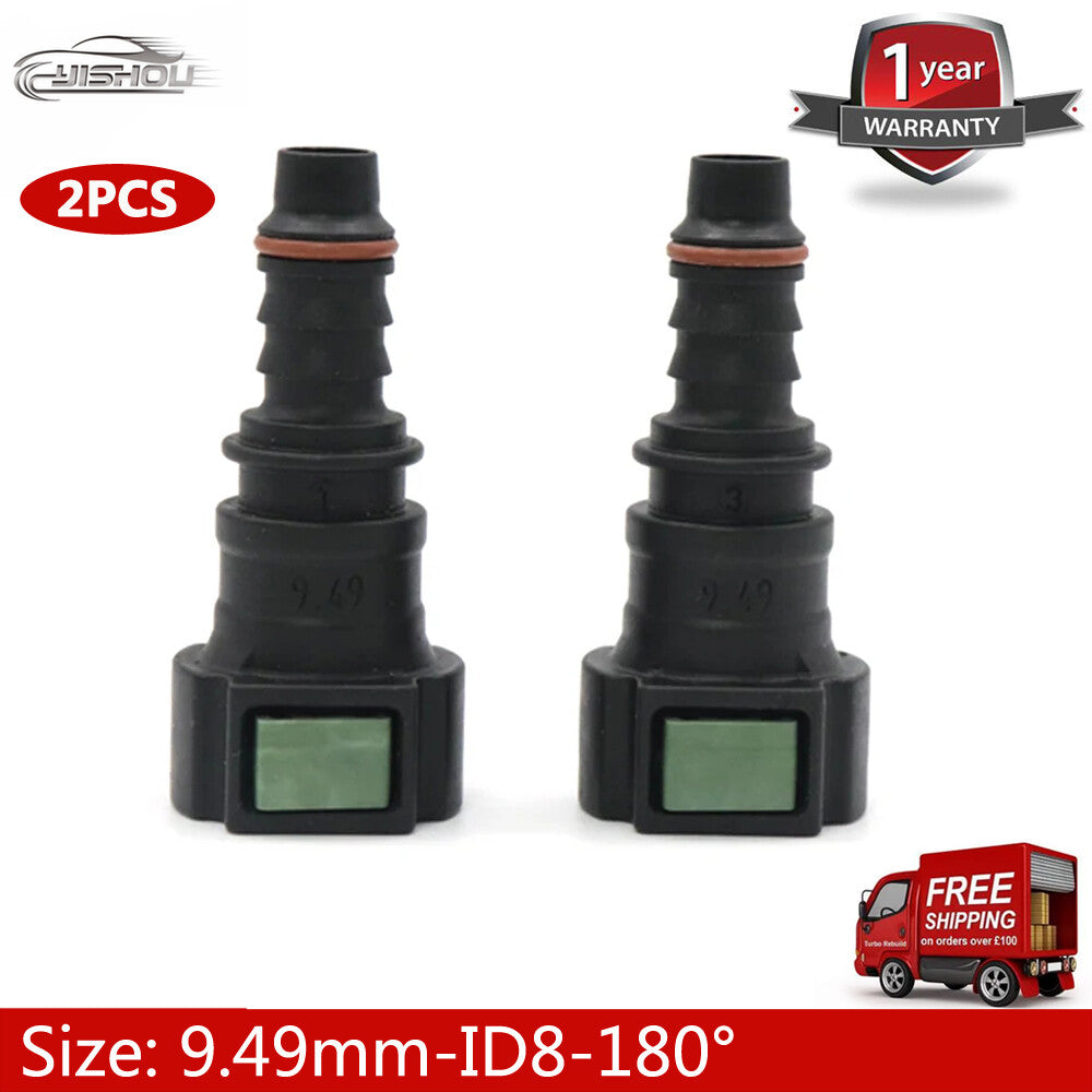 Fuel line hose quick-release female connector 2pcs 9.49 mm 9.49 ID8 10x8 180