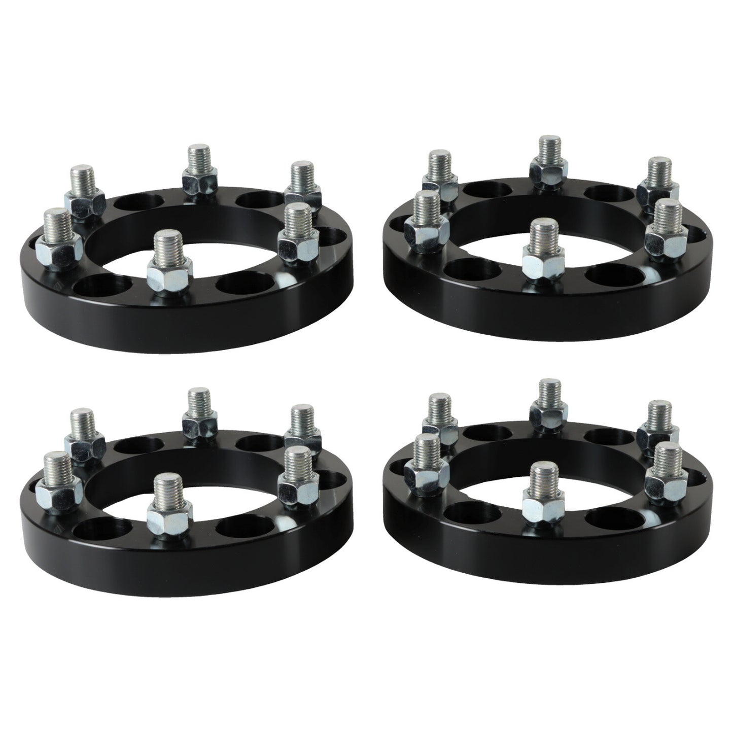 4PCS 1inch 6x5.5, 14x1.5 Studs 108mm Hub Bore Wheel Spacers without lip hub Black