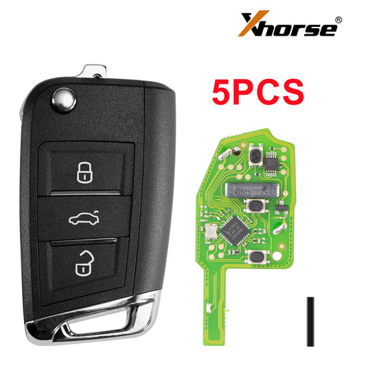 5PCS XSMQB1EN for Smart Remote Control Key For MQB Type Filp 3 Buttons