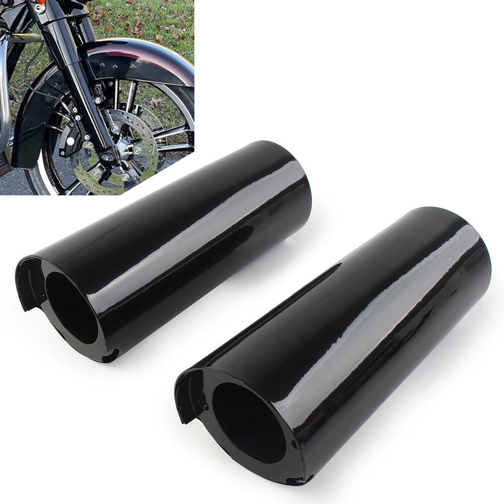 +2 Smooth Fork Tube Slider Cover Cowbell Fit for Harley Electra Tri Glide FLHX Pair