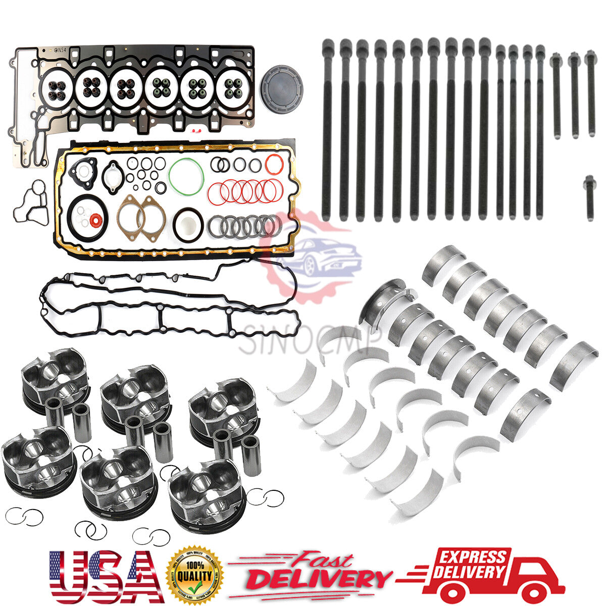 Engine Overhaul Pistons Gasket Kit for BMW 335i E90 E92 E60 E88 E71 F02 N54 3.0