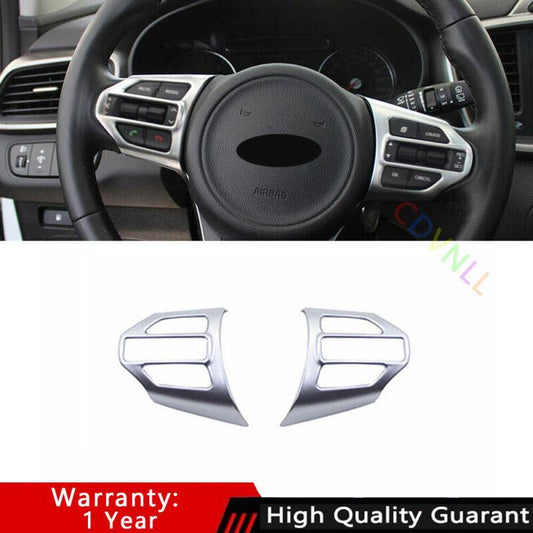 for Kia Sorento DX 2016-2020 Matte Silver Steering Wheel Button Frame Cover Trim