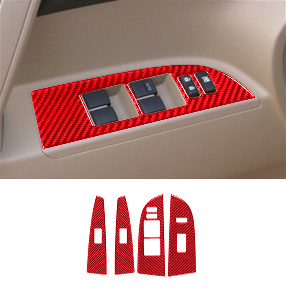 Red for Toyota Highlander 2008-2013 Window Lift Button Trim Cover Carbon Fiber