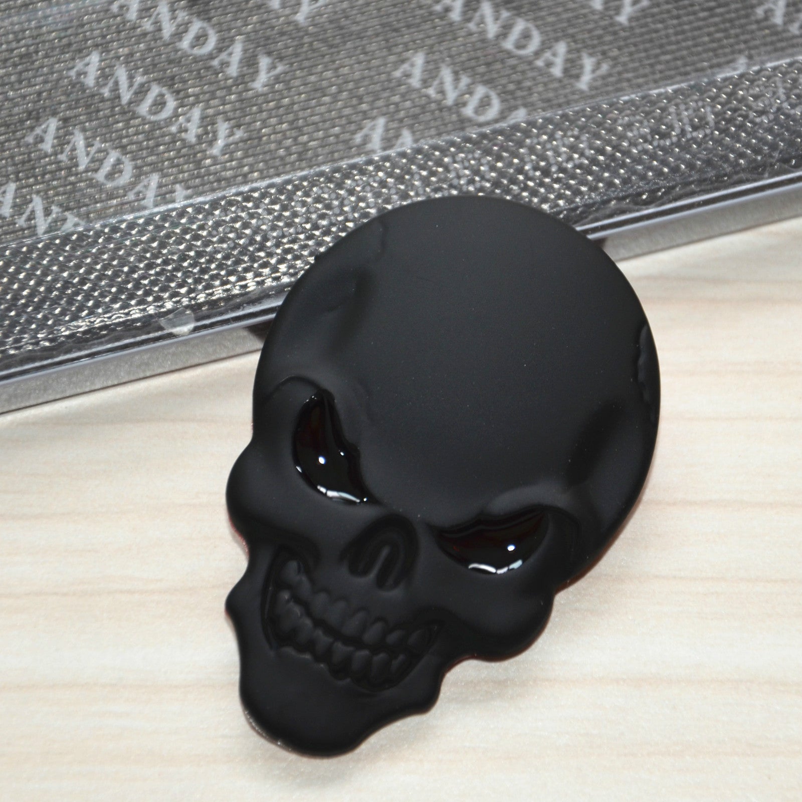 1Pcs Car Body Black Metal 3D Skull Demon 3M Sticker Metal Emblem Badge