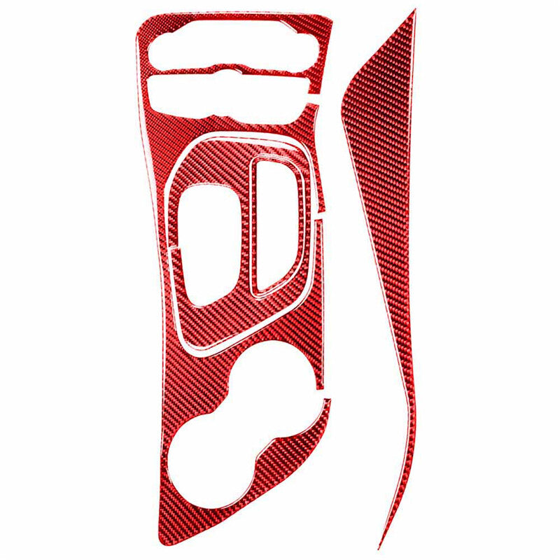 Red 4Pcs Gear Shift Trim Cover Decor Carbon Fiber for Dodge for Challenger 2015-2020