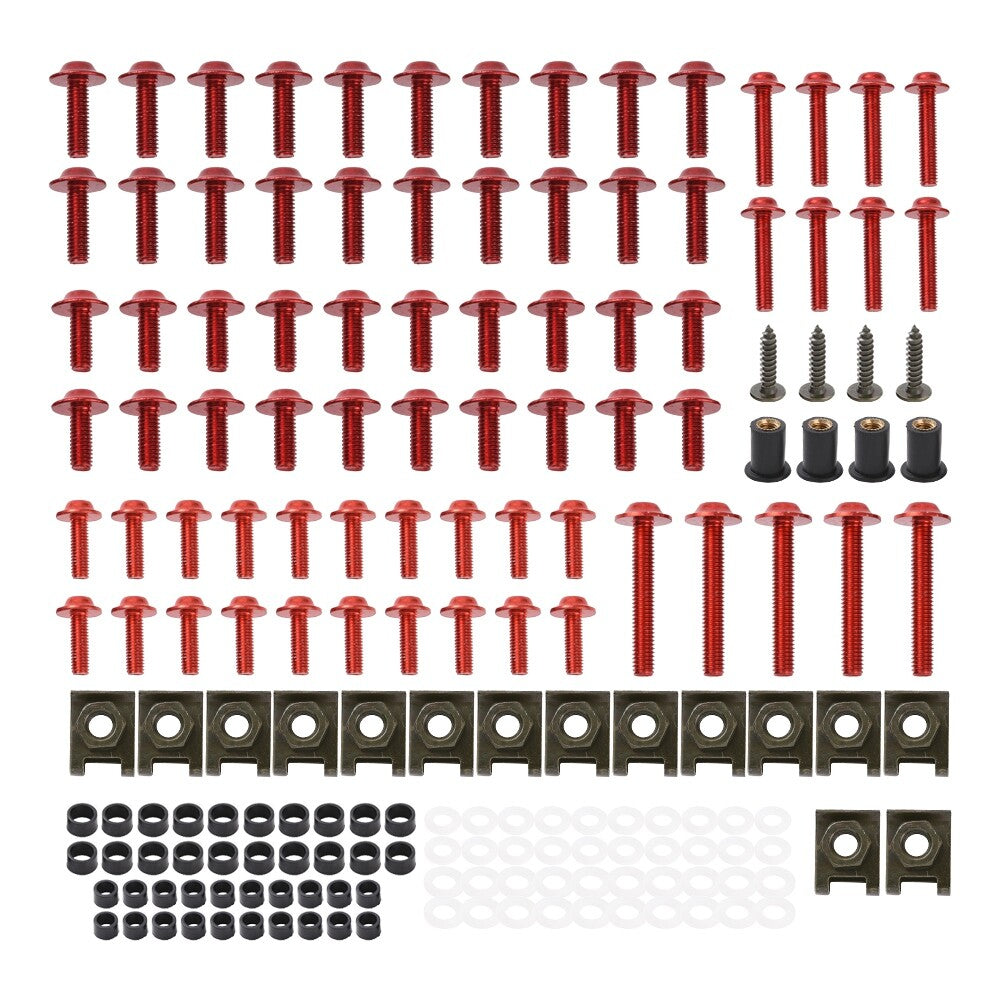 Motorcycle Fairing Bolt Kit Screws 177pcs Red Screws Nut Replacement M6 M5