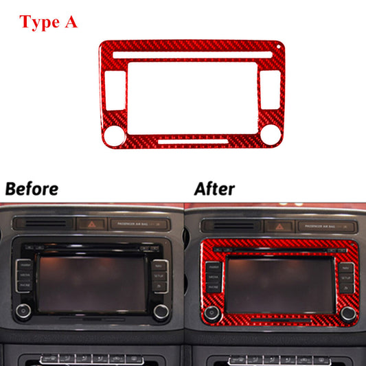 Red Carbon Fiber Radio With Navigation Trim for Volkswagen for Tiguan 2013-2017 A