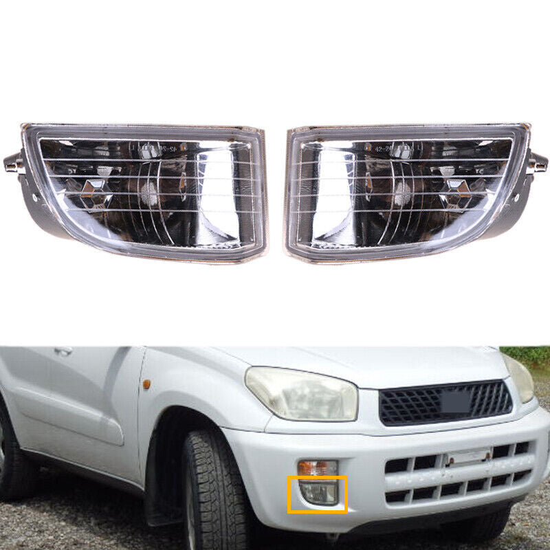 Suitable for Toyota Rav4 2001-2003, front bumper fog lights and driving lights (one pair, bulbless).