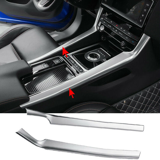 for Jaguar F-PACE 2016-2020 Silver Car Console Gear Shift Box Panel Trim Strips