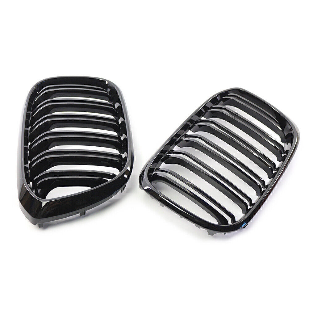 Front Hood Kidney Grille Grill Mesh for BMW X3 G01 X4 G02 2018-21 Glossy Black