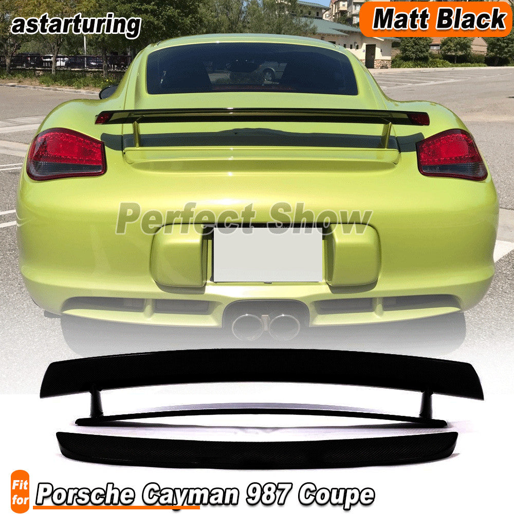 for Porsche Cayman 987 Coupe 2005-12 Real Matt Black Rear Trunk Spoiler Wing Lip