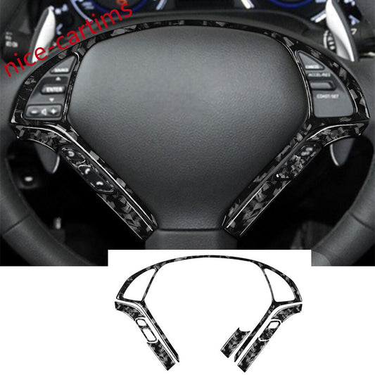 8¡ÁForged Carbon Steering Wheel Button Cover for Infiniti G37 2007-13 G35 G25 Q60